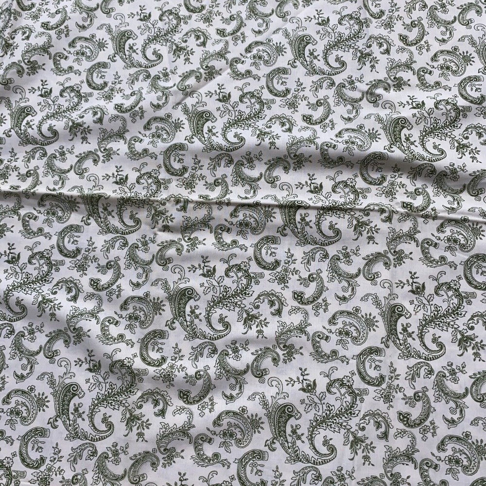 Fabric 2 Yards 42” Chateau Belle Chanteclaire Green White Floral Paisley
